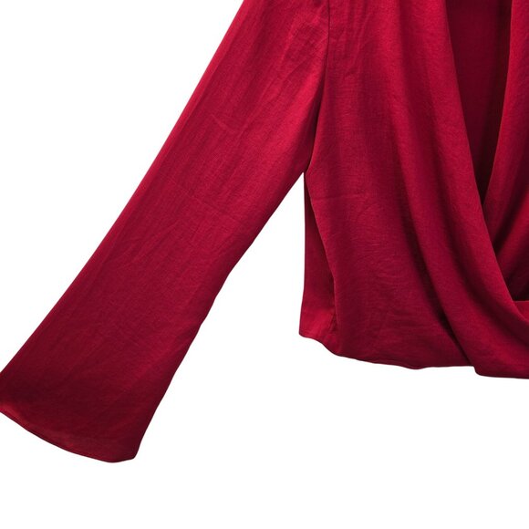 MNG Mango Silky Bell Sleeve Wrap Blouse Size 2 - Picture 6 of 7